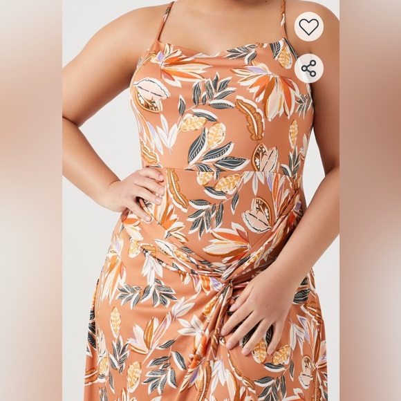 🧡 FOREVER 21 plus size formal dress in tropical orange print - Picture 2 of 5